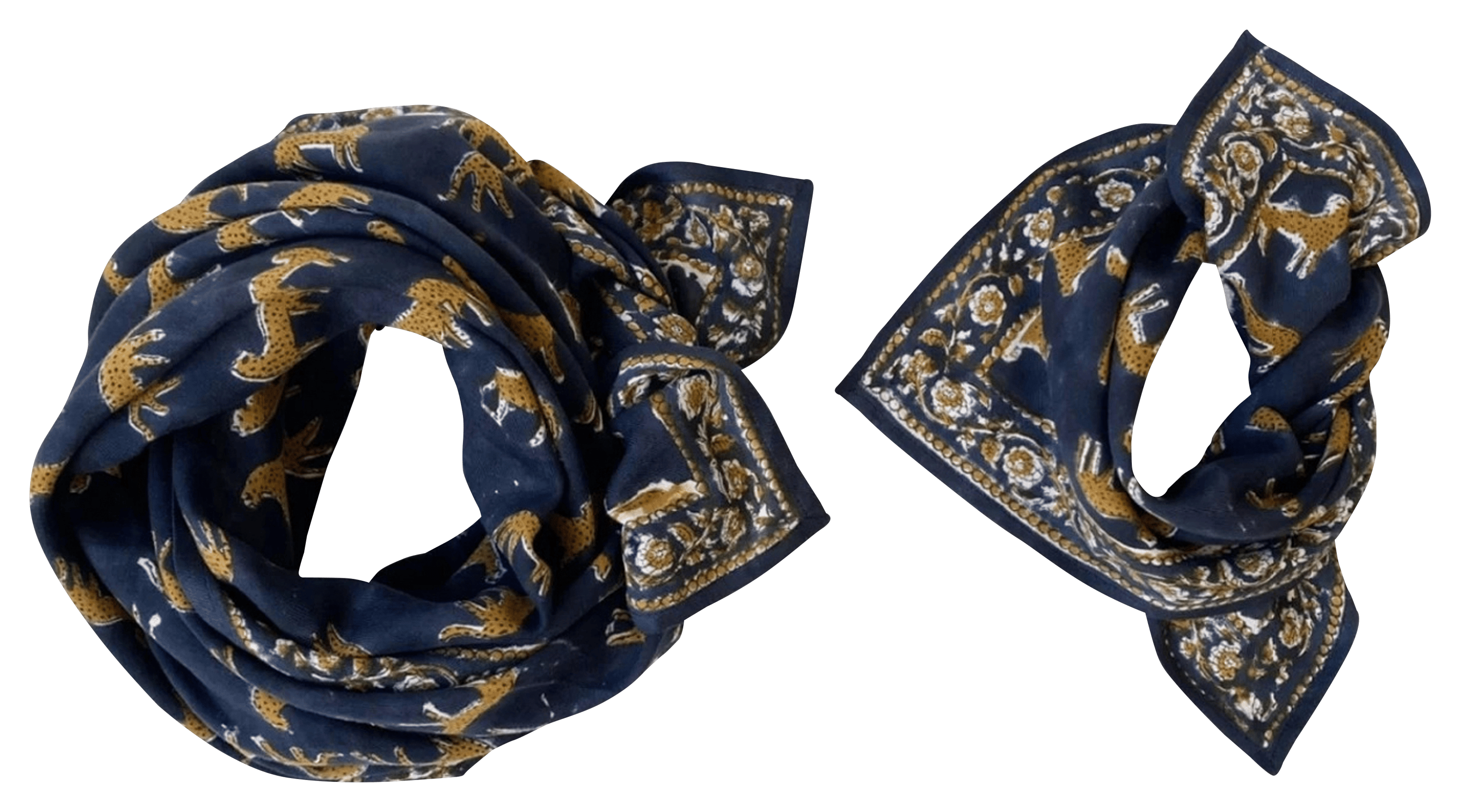 MANIKA - Foulard imprimé en coton| Bleu