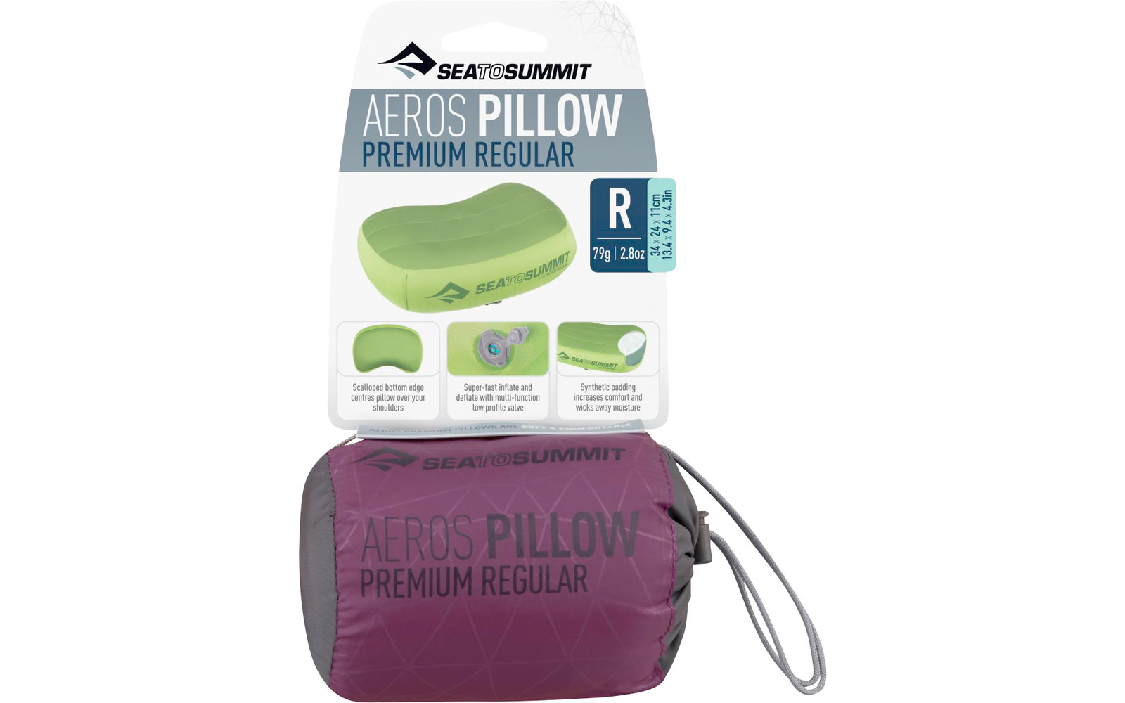Sea to Summit Aeros Premium Pillow Reisekissen Regular, blau 34x24x11cm