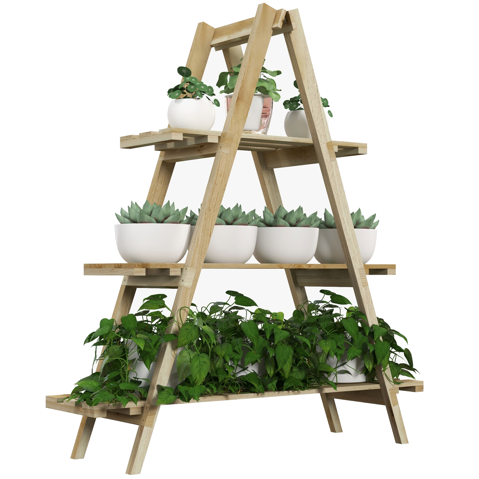 Prateleira para plantas Outsunny em madeira natural