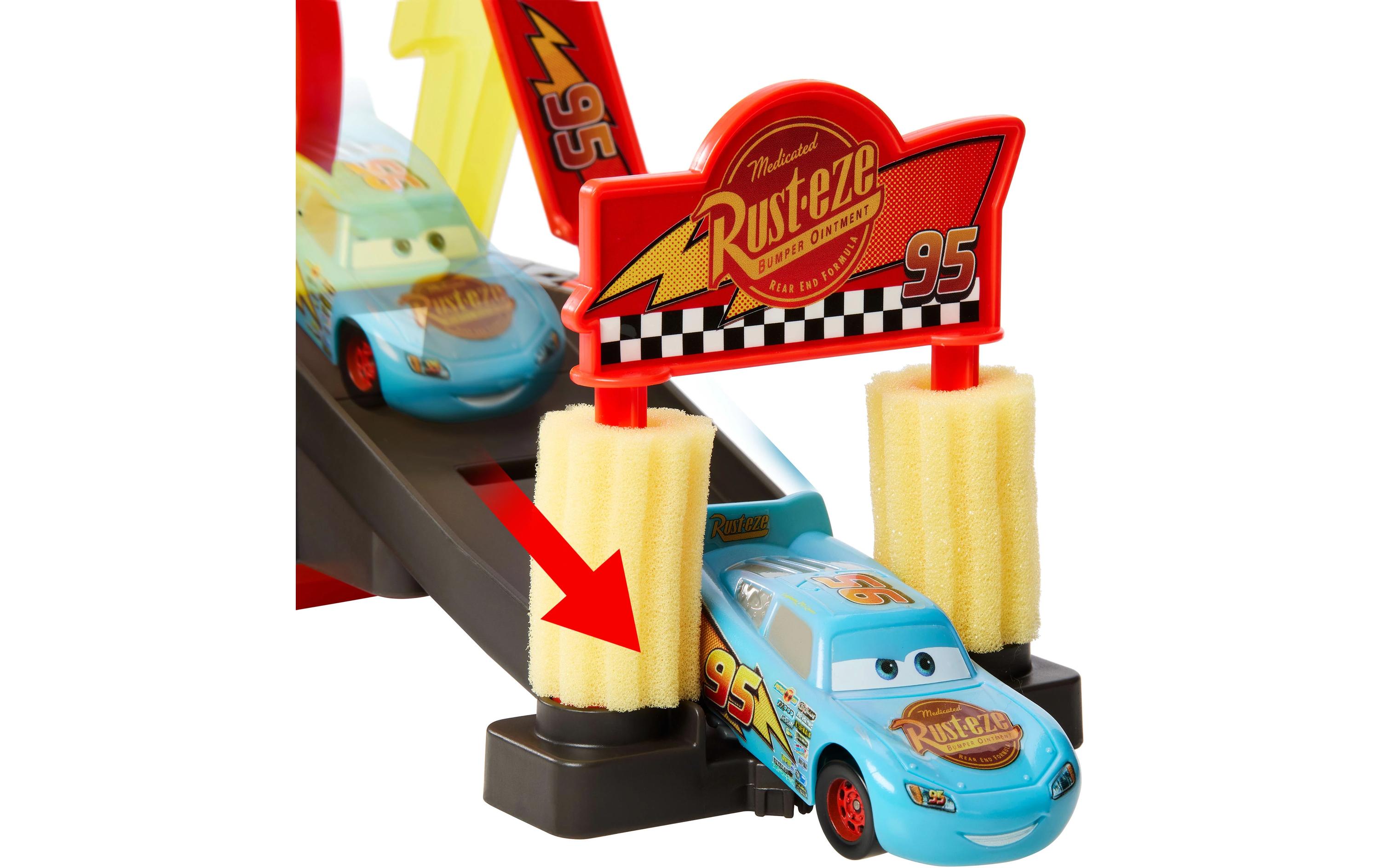 Disney Cars Autowaschanlagen-SpielsetSpielset für Rennwagen und Lightning McQueen mit Farbwechseleffekt