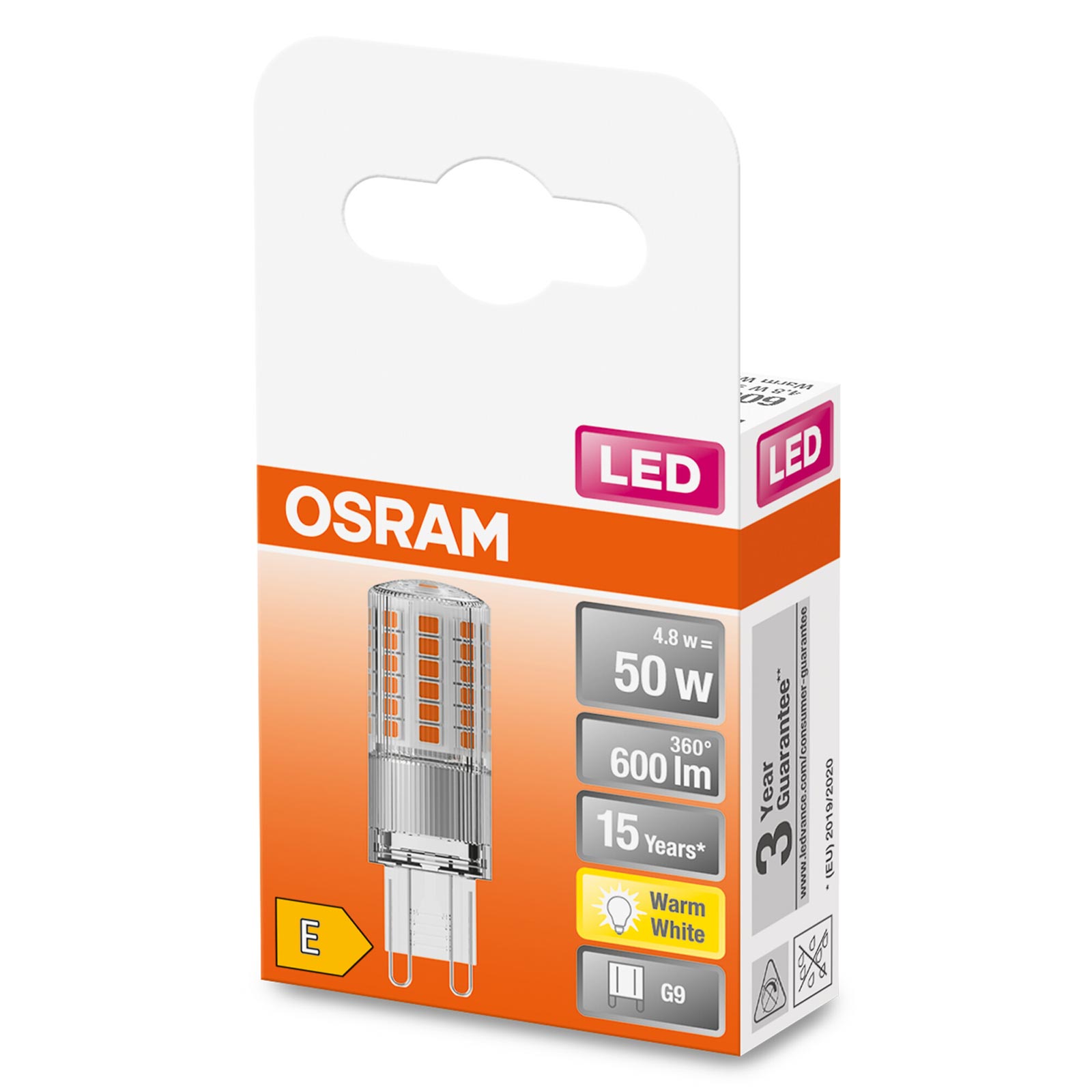 LED-Leuchtmittel PIN50 - G9 - 4,8 Watt - warmweiß