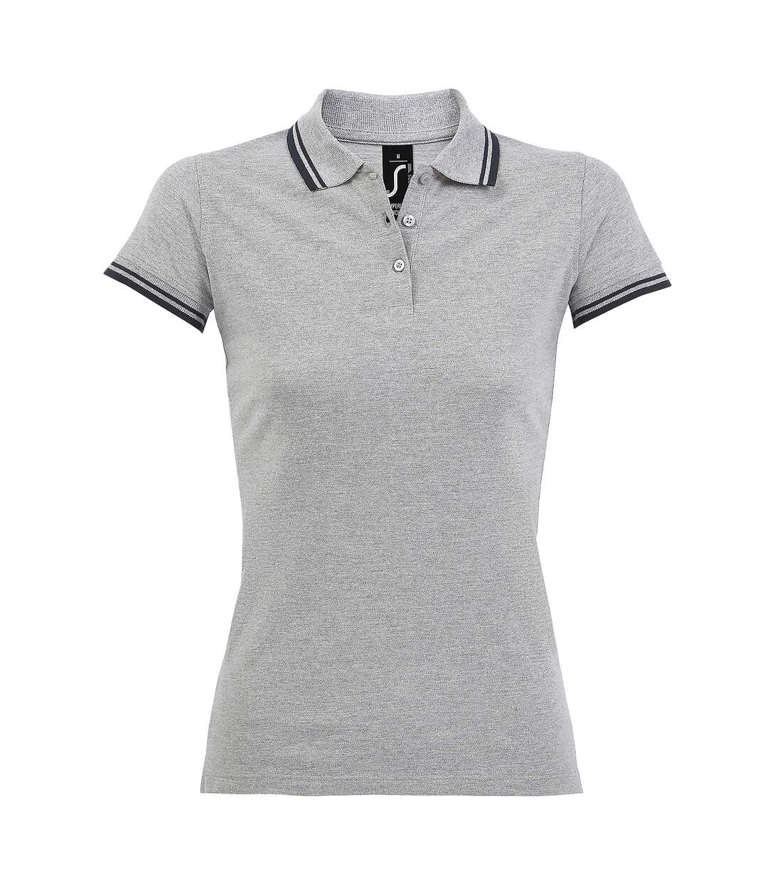 SOLS - Polo manches courtes PASADENA - Femme (Gris chiné/bleu marine) - UTPC2432