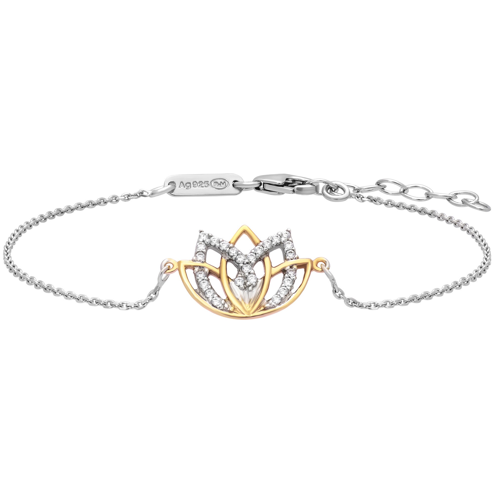 Julie Julsen Armband 925 Silber rhodiniert teils vergoldet Lotusblüte Zirkonia