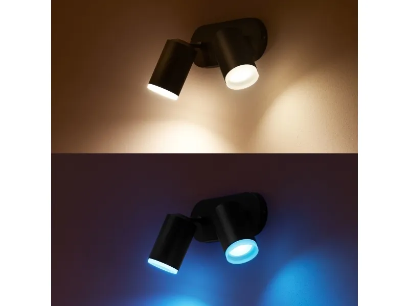 Philips Hue White and Color Ambiance Fugato - Spotlys - LED-lyspære x 2 - GU10 - total: 11.4 W - klasse A  - 16 millioner farver - sort