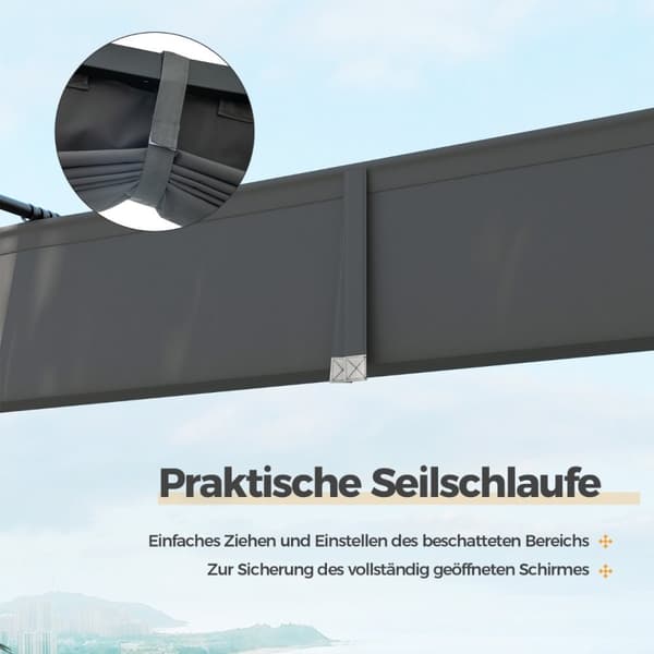 3,1 x 3,1 m pergola med skyvetak Vanntett lysthus Vintertett hage lysthus grå