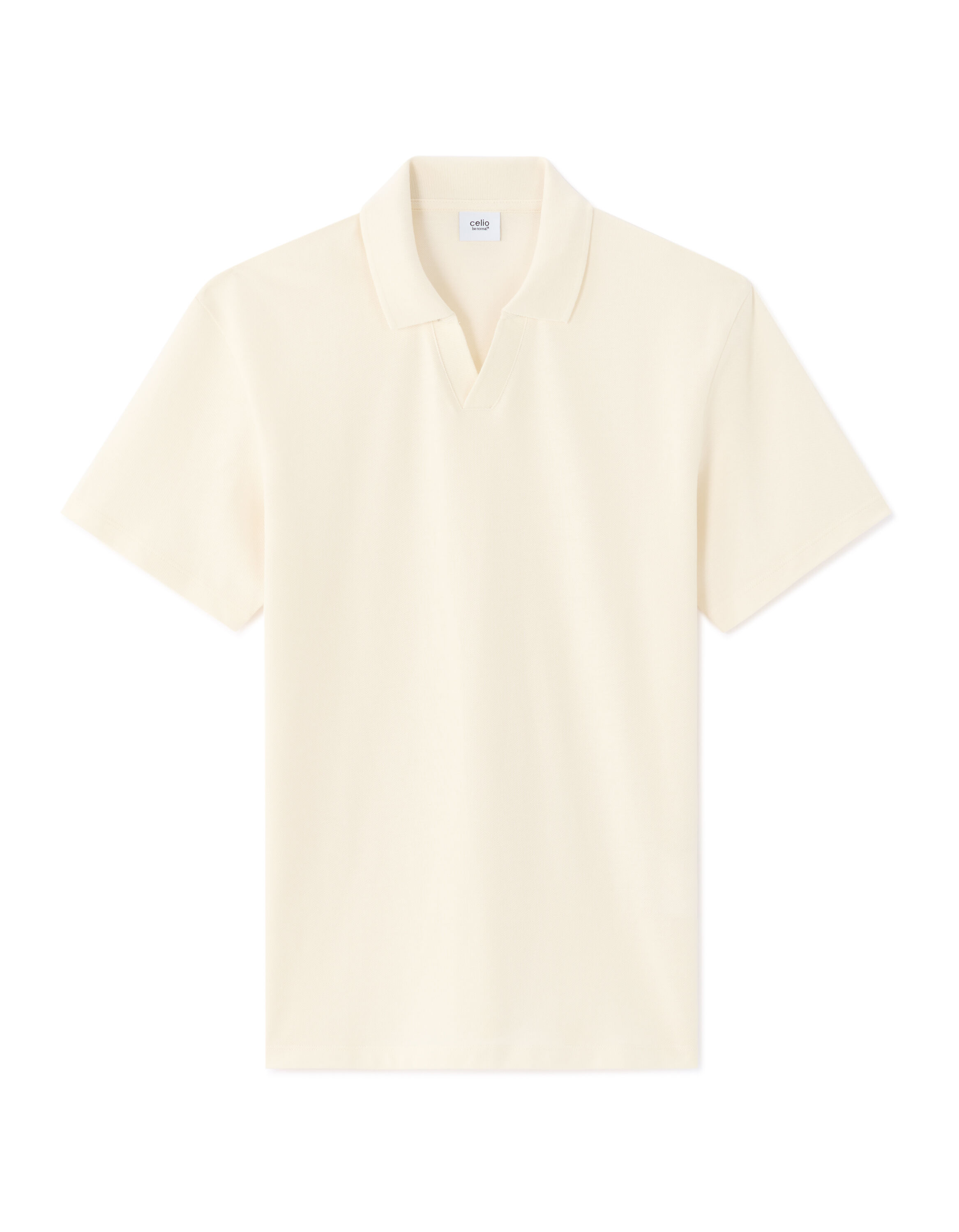 Polo piqué regular col requin - blanc
