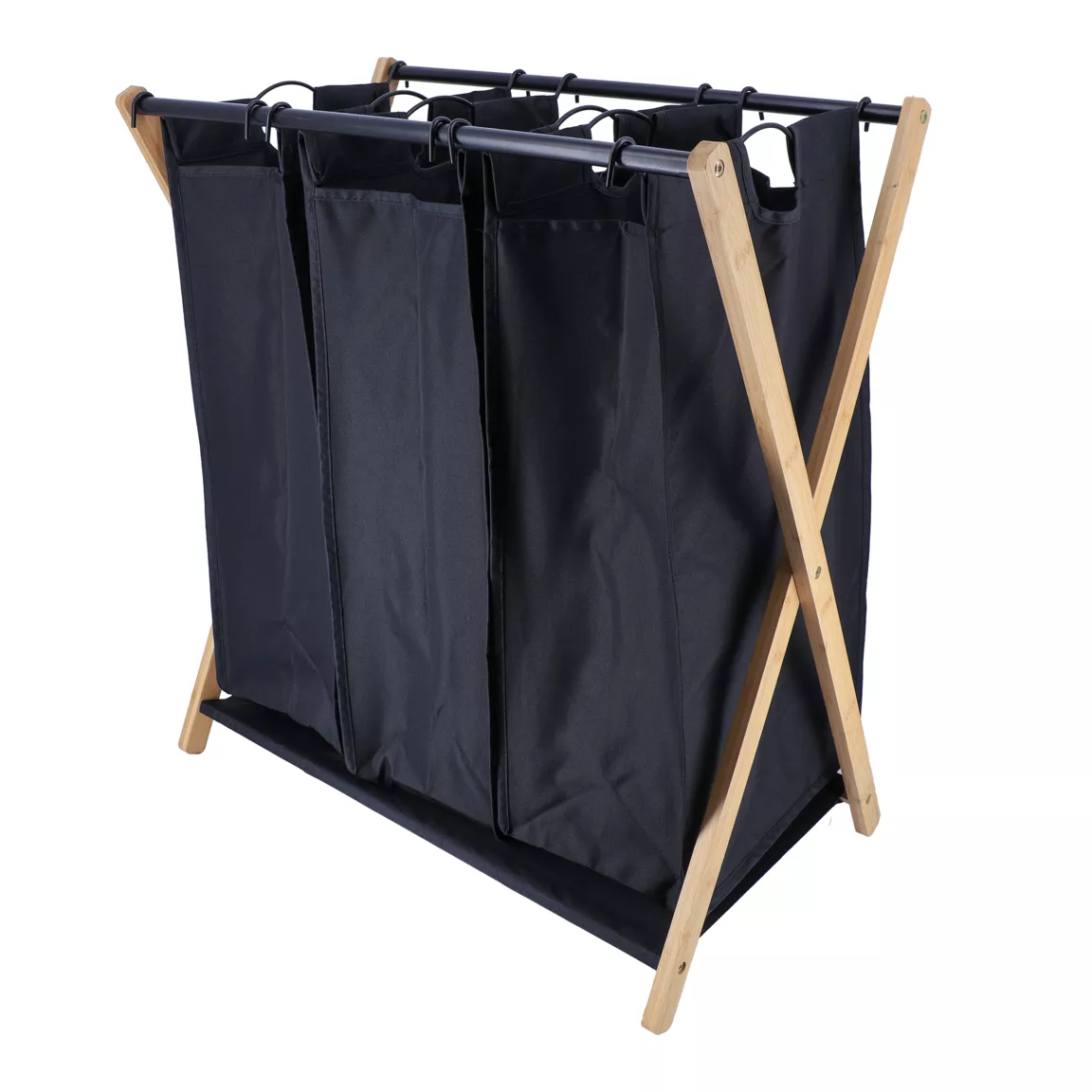 Panier à linge 3 compartiments (H76 cm) Purebamboo Noir
