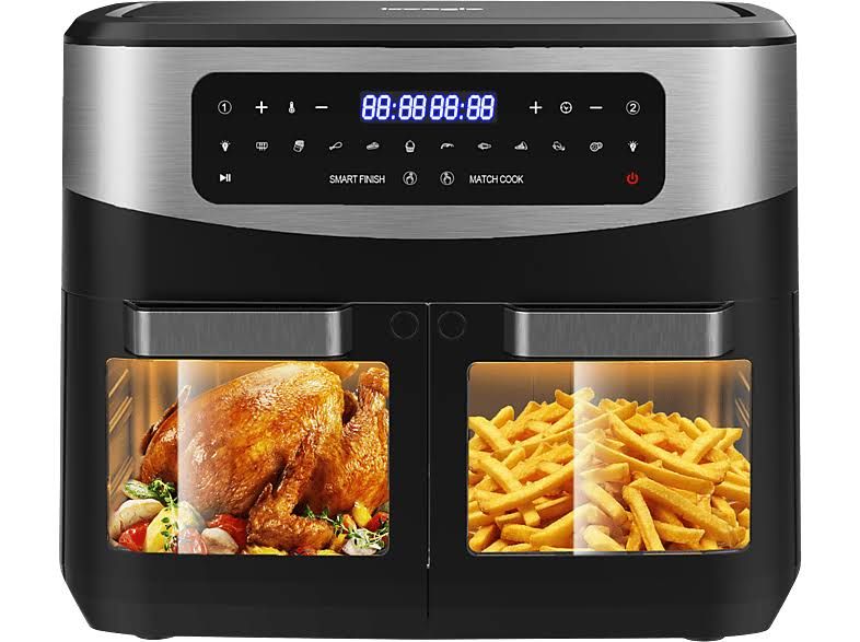 DEWELLING KDF-5511D Airfryer 2 Kammern XXL 12L Heißluftfriteuse 2200 Watt