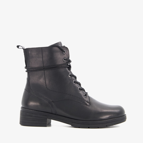 Tamaris Comfort leren veterboots zwart