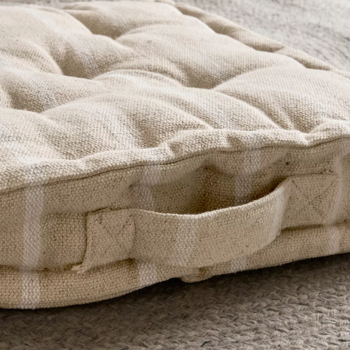Coussin de sol extérieur toile de coton (45 x 45 cm) Ocealys Blanc