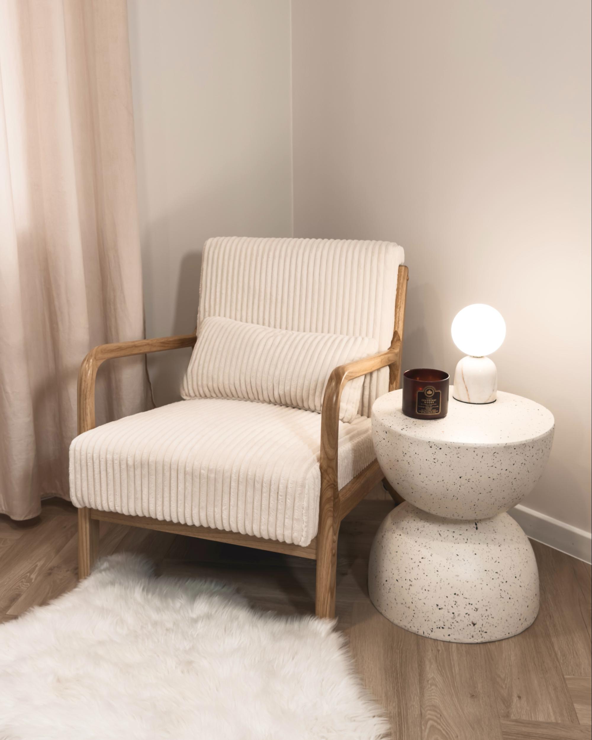 Fauteuil SORSELE Corduroy Wit