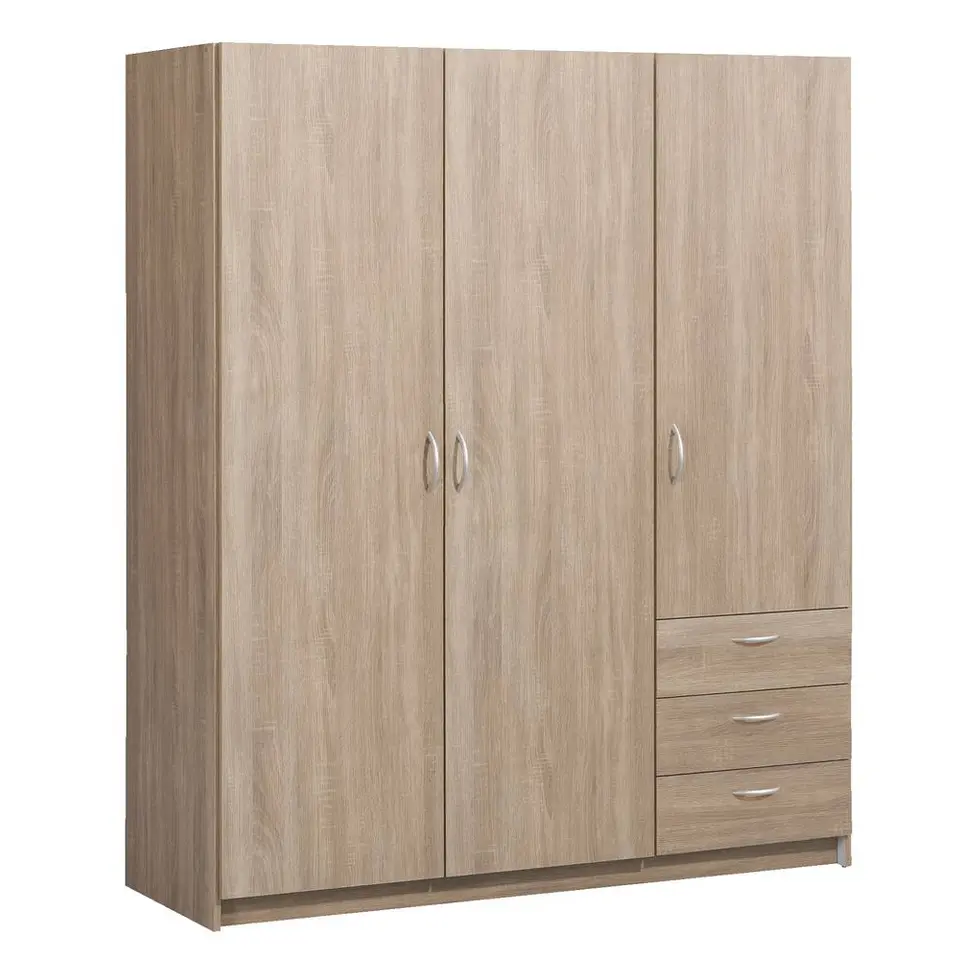 Kledingkast Varia 3-deurs - licht eiken - 175x146x50 cm