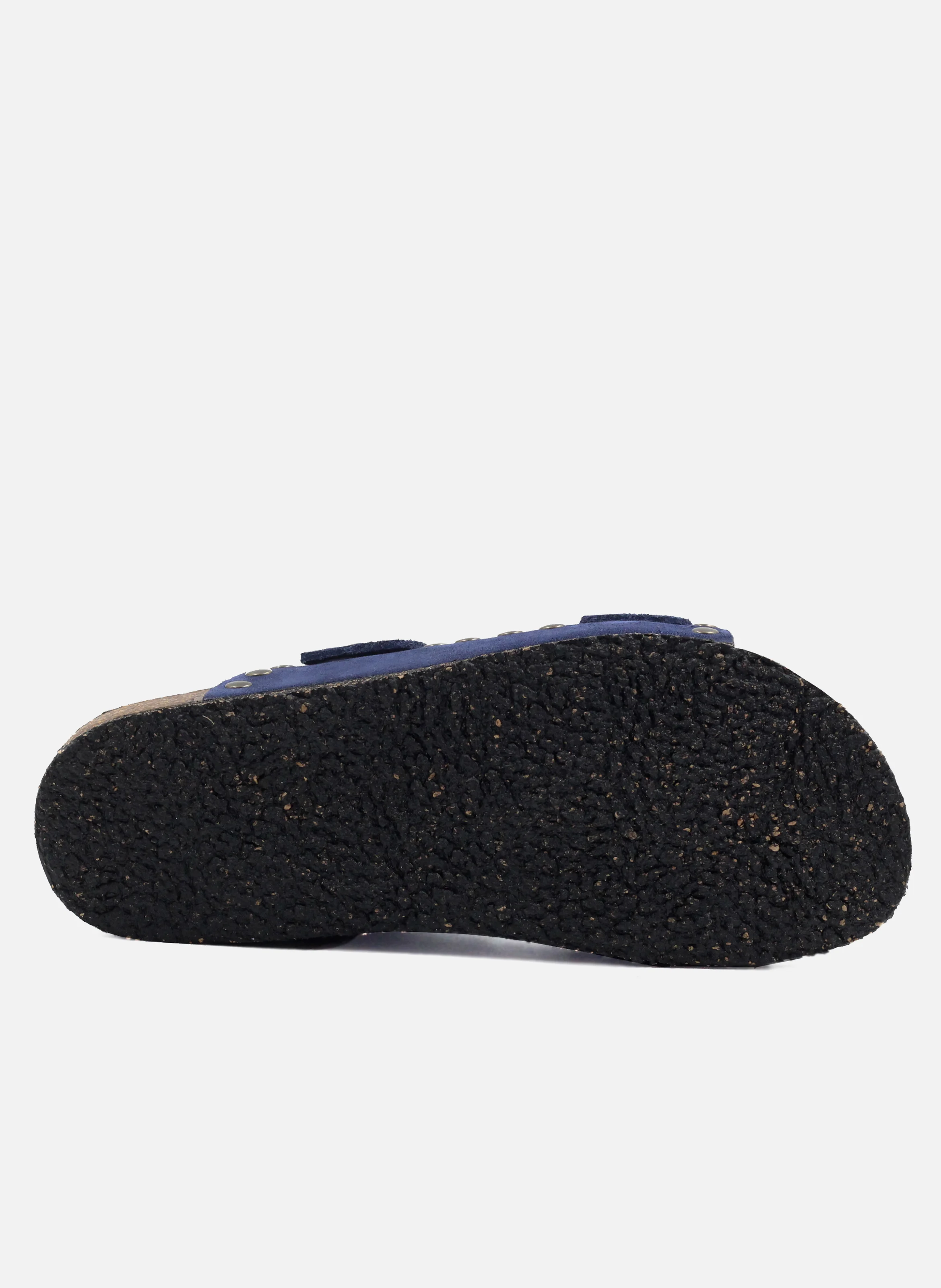 Mules liège cloutées cuir daim | Bleu