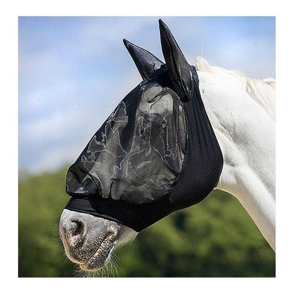 Equitheme LYCRA® - Masque anti-mouches noir