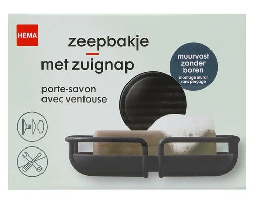porte-savon avec ventouse noir