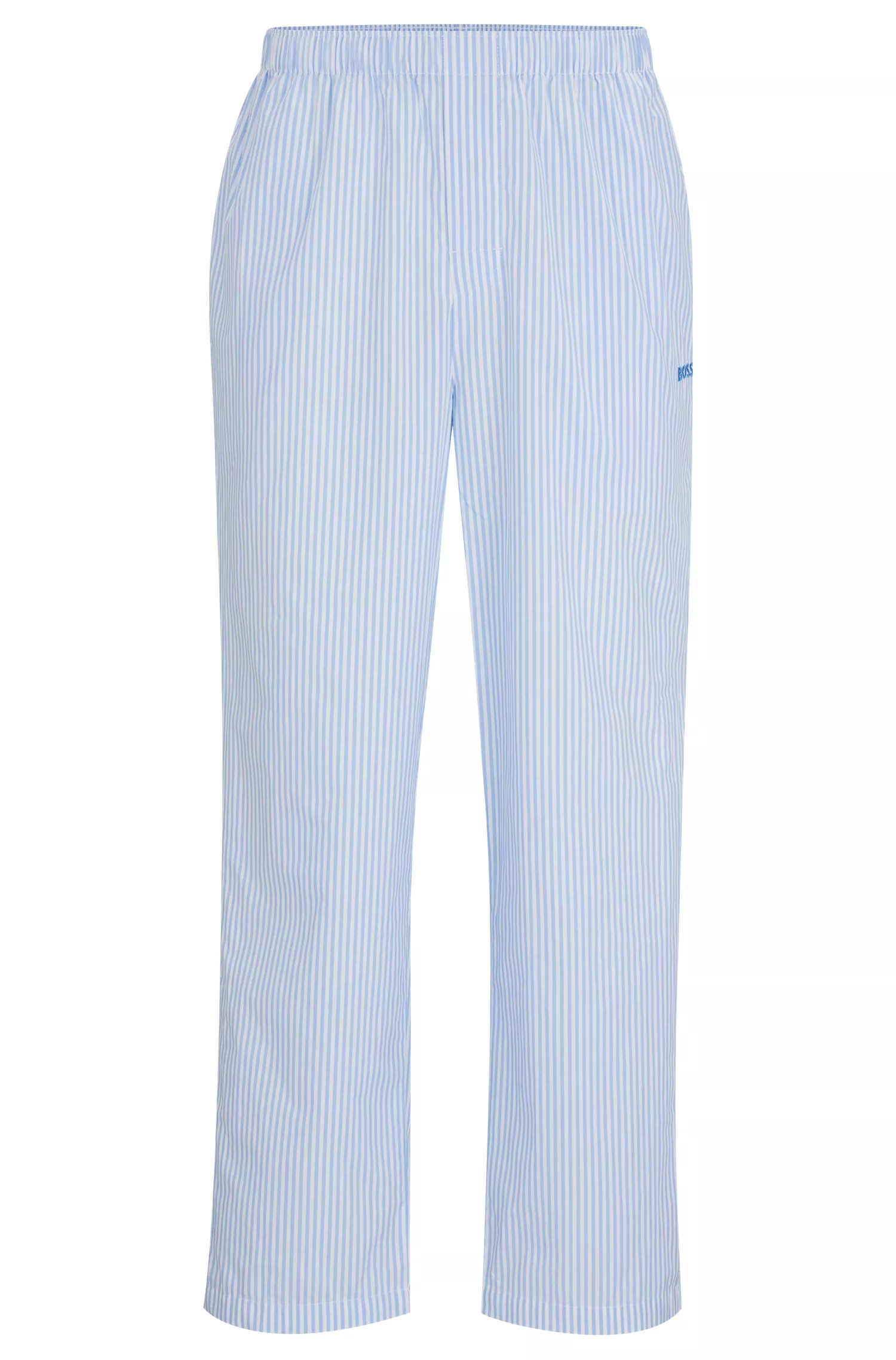 Calça de pijama BOSS com logotipo preto bordado em popeline de algodão listrado.