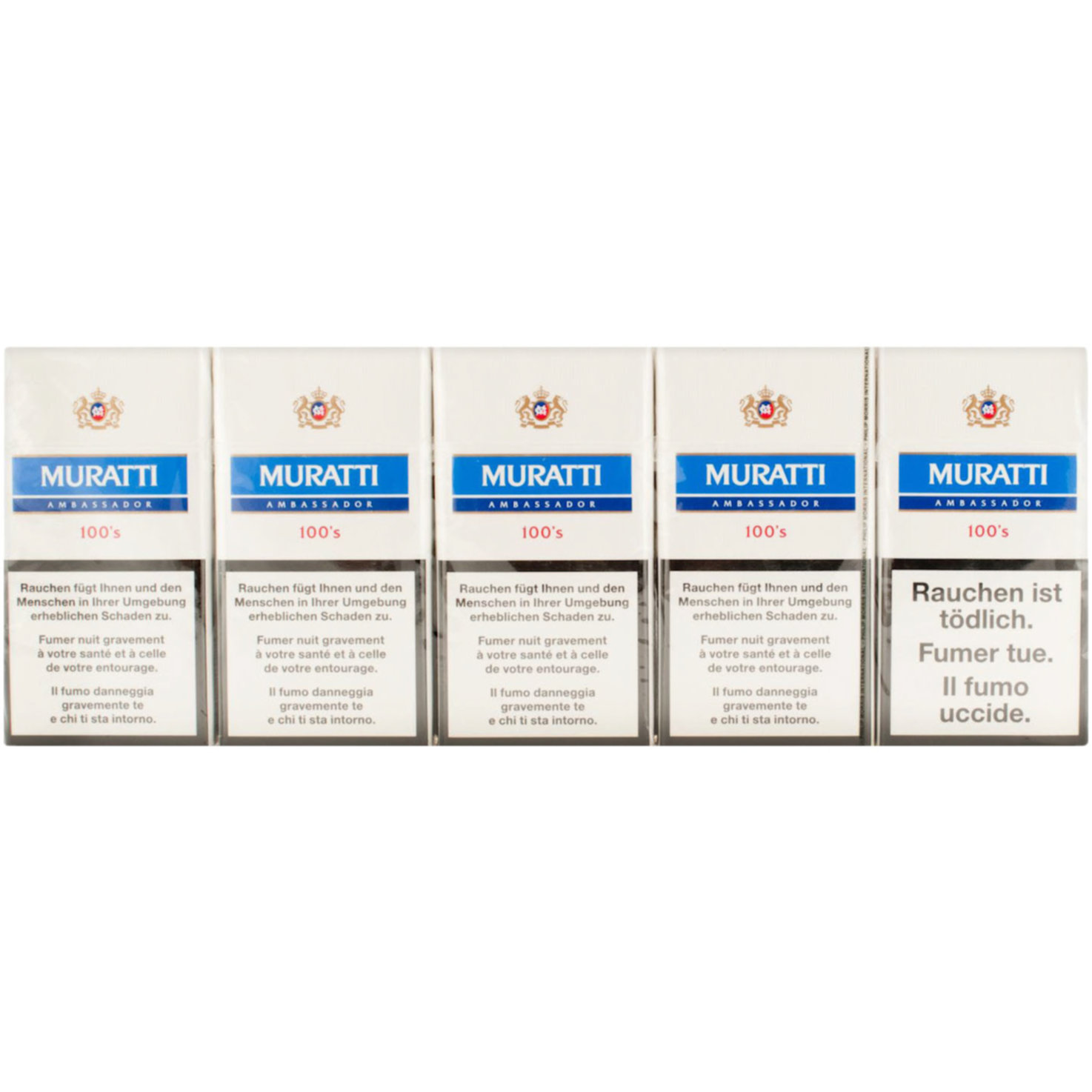 Muratti Zigaretten Ambassador Blue 100's Box Stange
