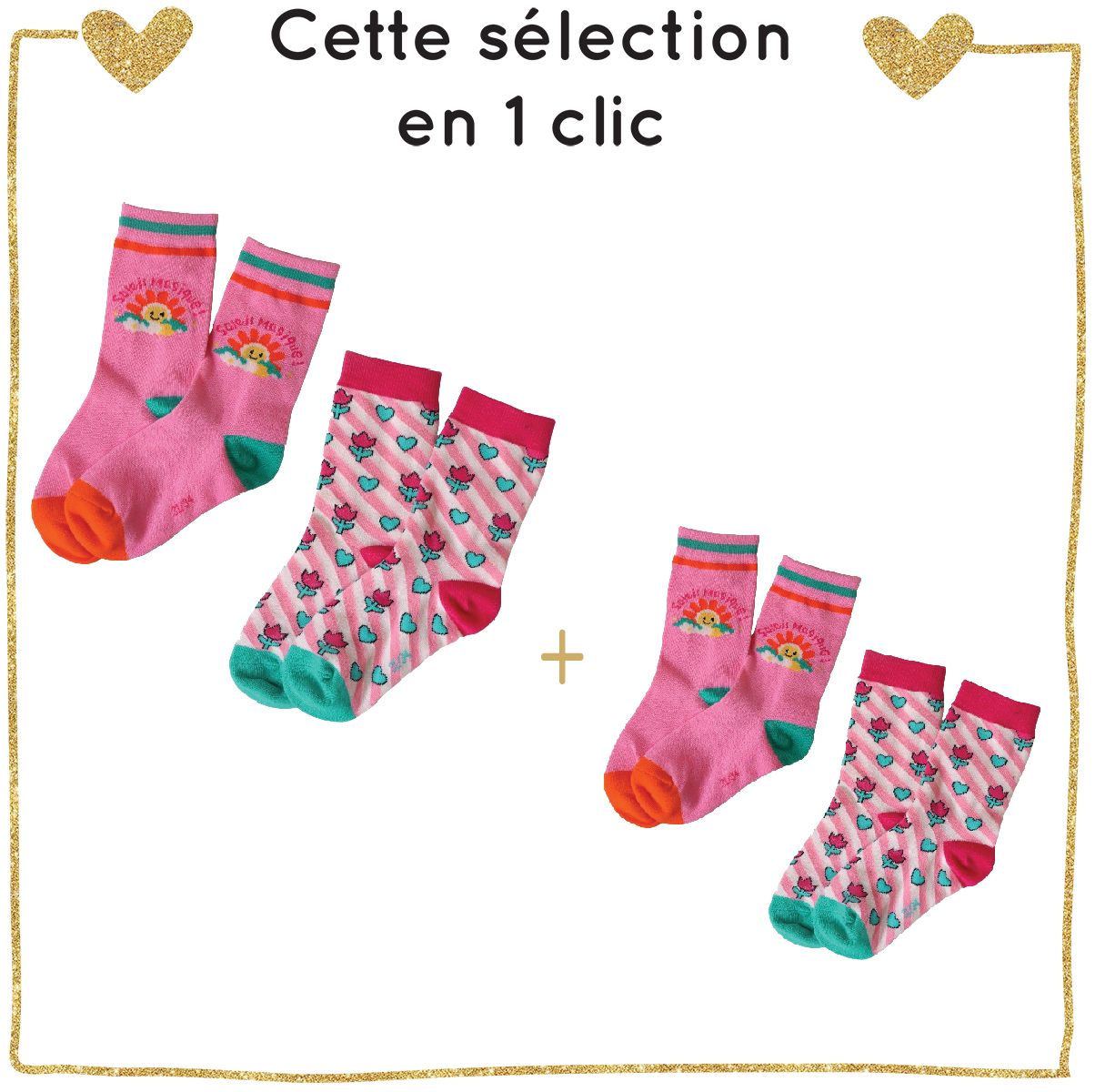 Duo lot chaussettes Tulipes adulte enfant - Zou Bisou Bisou !