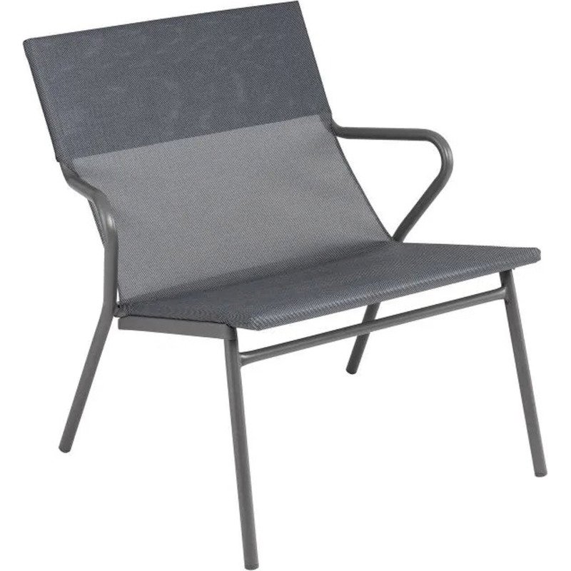 Fauteuil bas assise grand-confort HORIZON - 1 place -  Toile Batyline® DUO - Pied gris