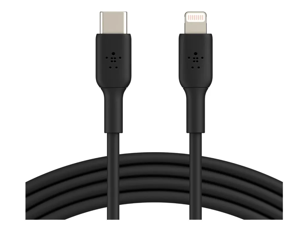 Belkin BoostCharge - Lightning-kabel - 24 pin USB-C han til Lightning han - 1 m - sort - USB Power Delivery (18 W)