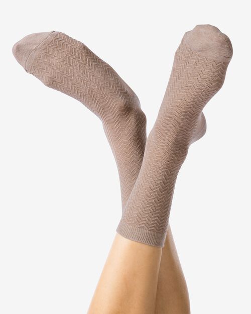 chaussettes avec zigzag en coton marron