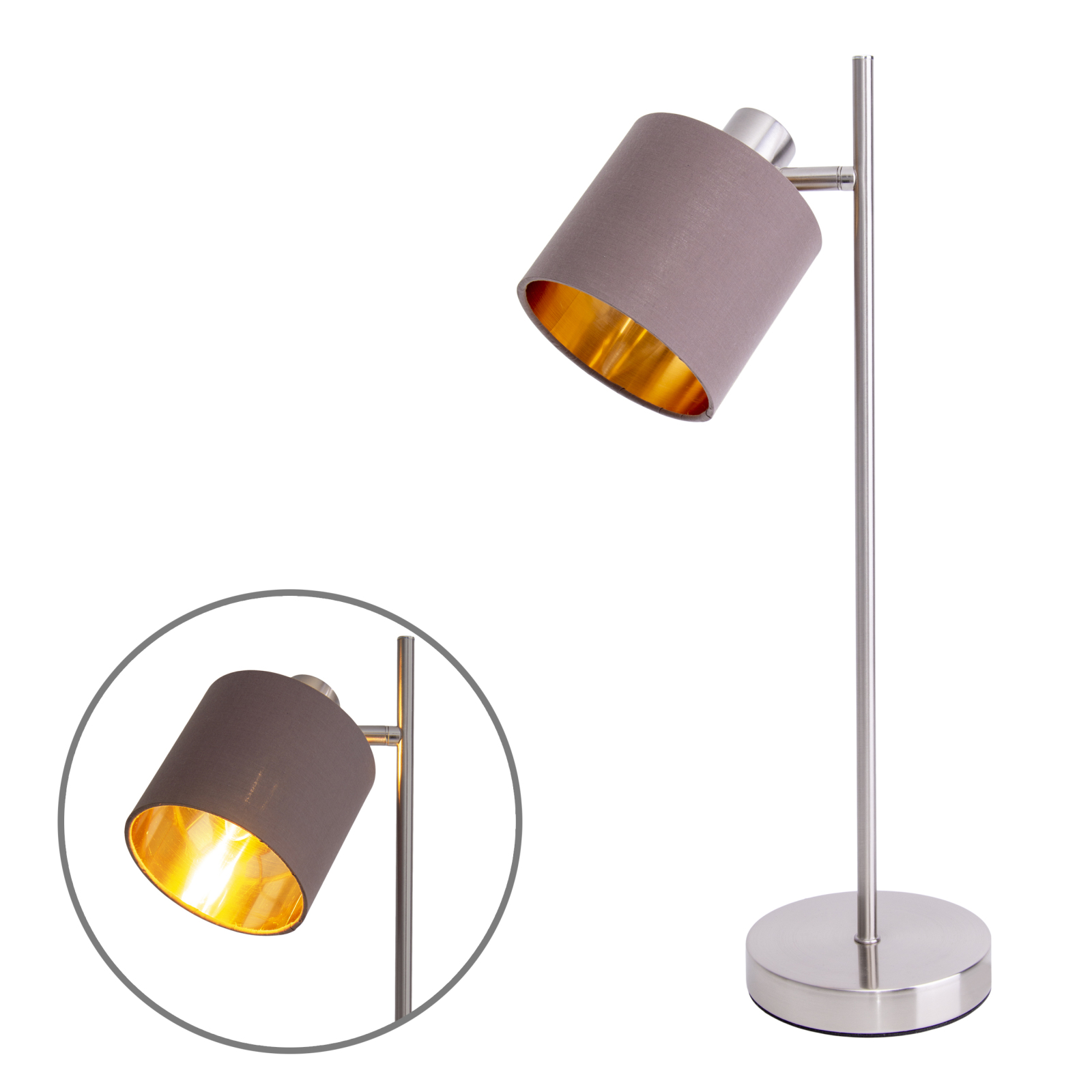 Tischleuchte - silberfarben-braun - 51 cm