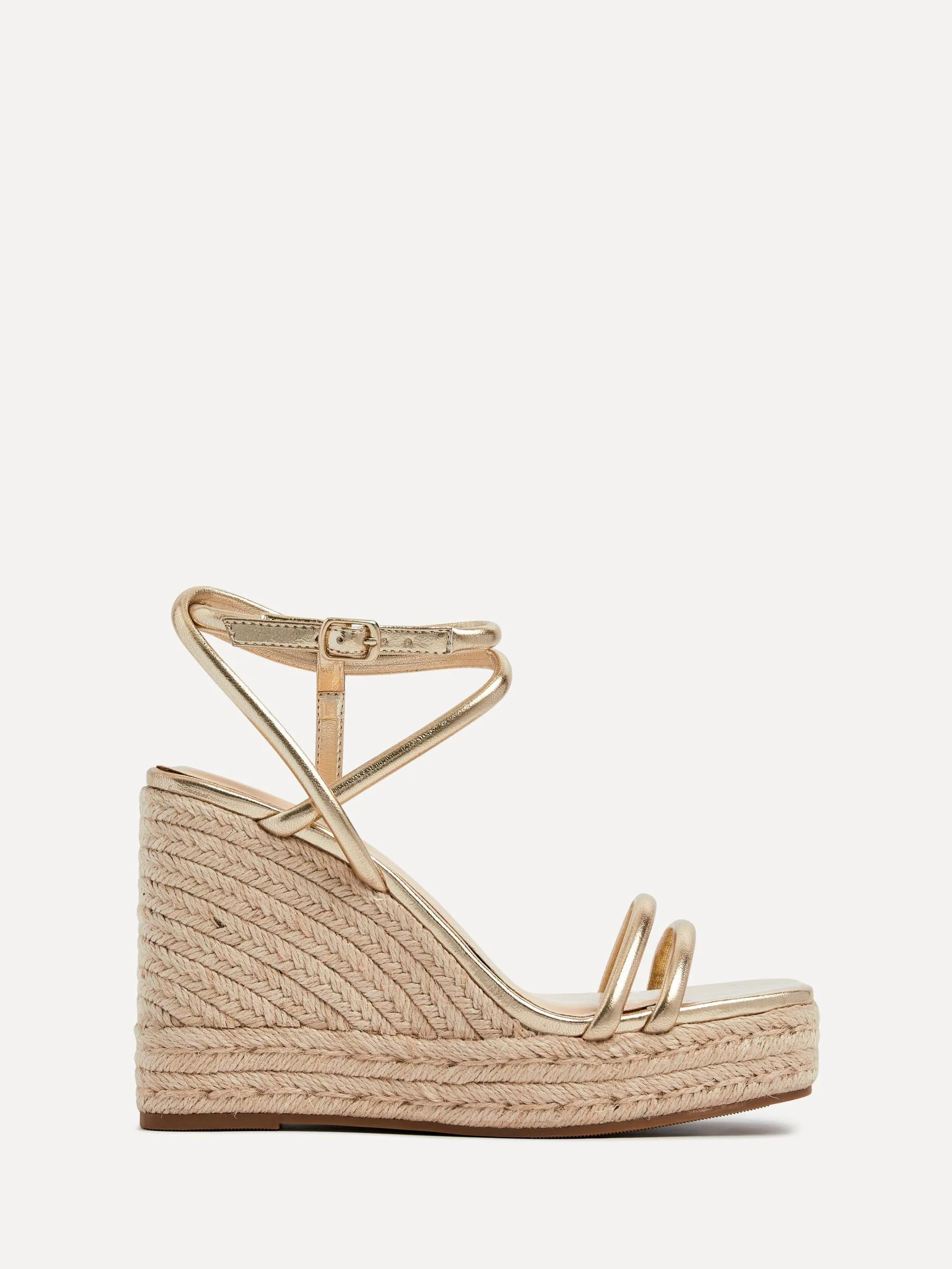 Linzi Malibu Double Strap Rope Detail Wedges
