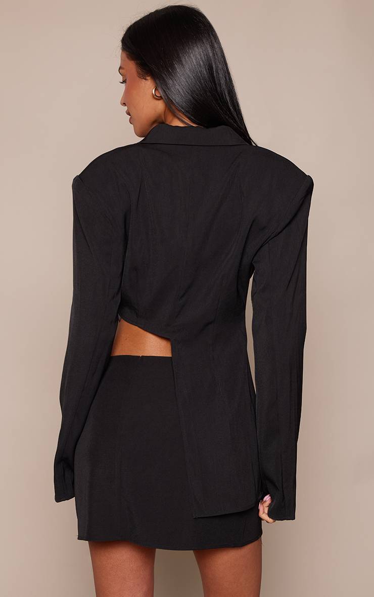 Noir Blazer Court Asymétrique Mi-long Tall