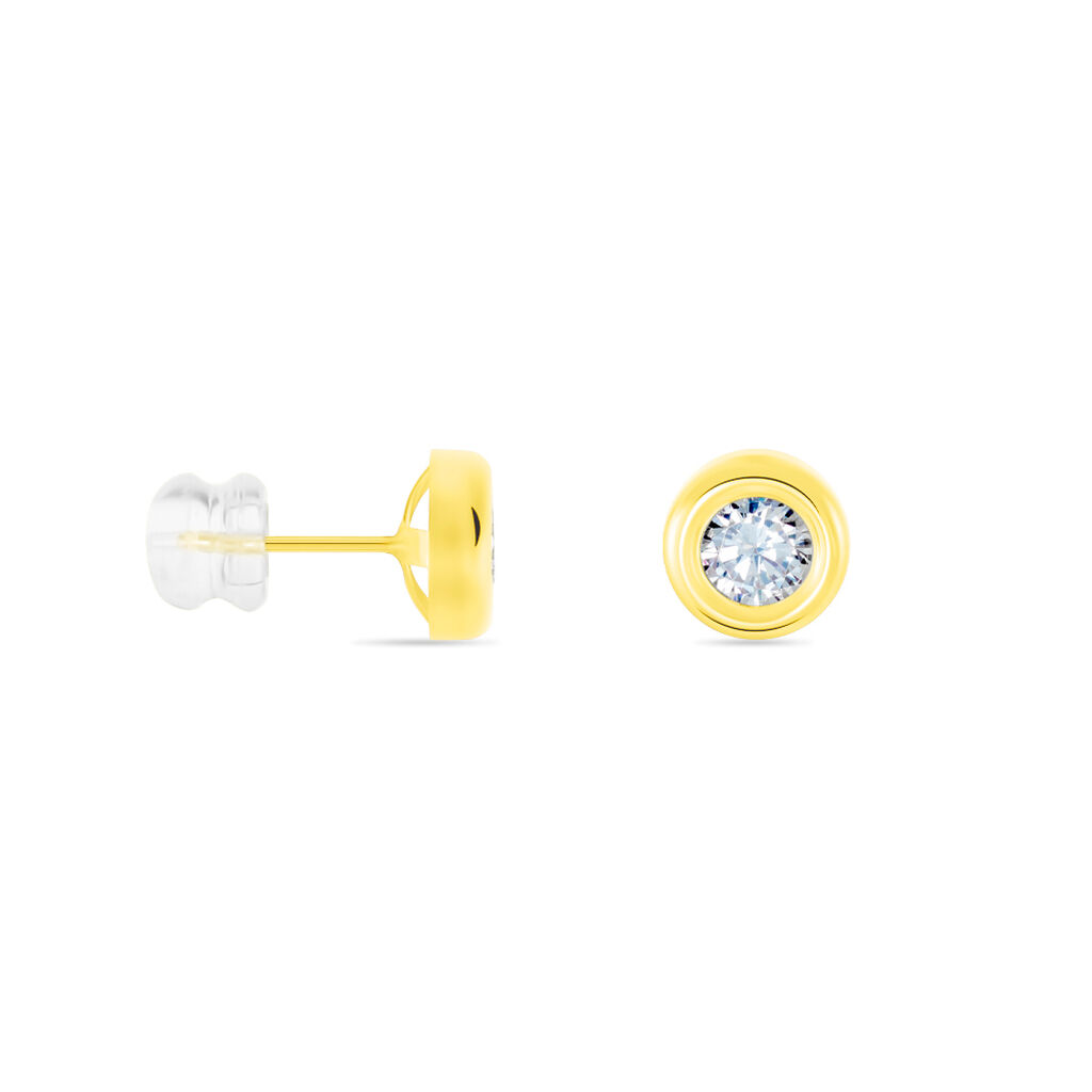 Boucles D'oreilles Puces Eden Serti Pneu Or Jaune Oxyde De Zirconium