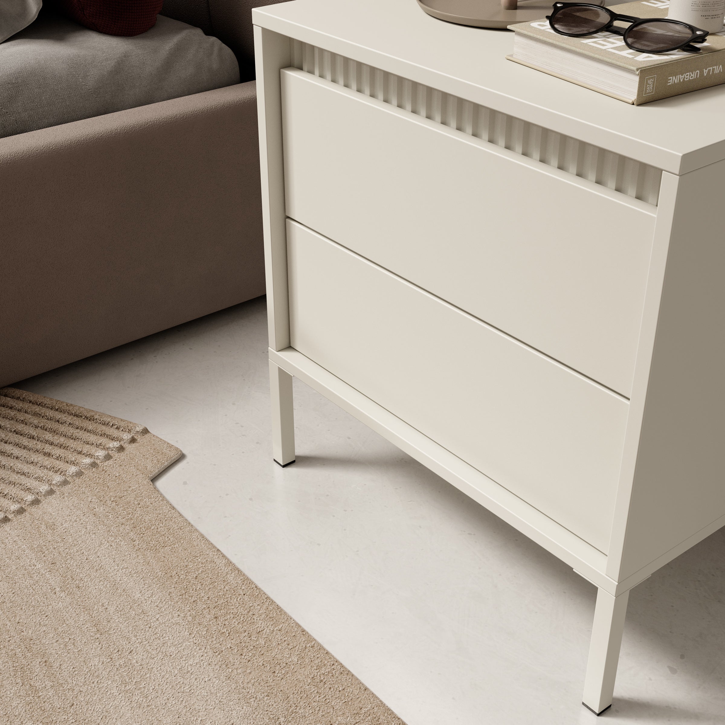 Meubella - Saran - Nachtkastje - Beige - 54 cm
