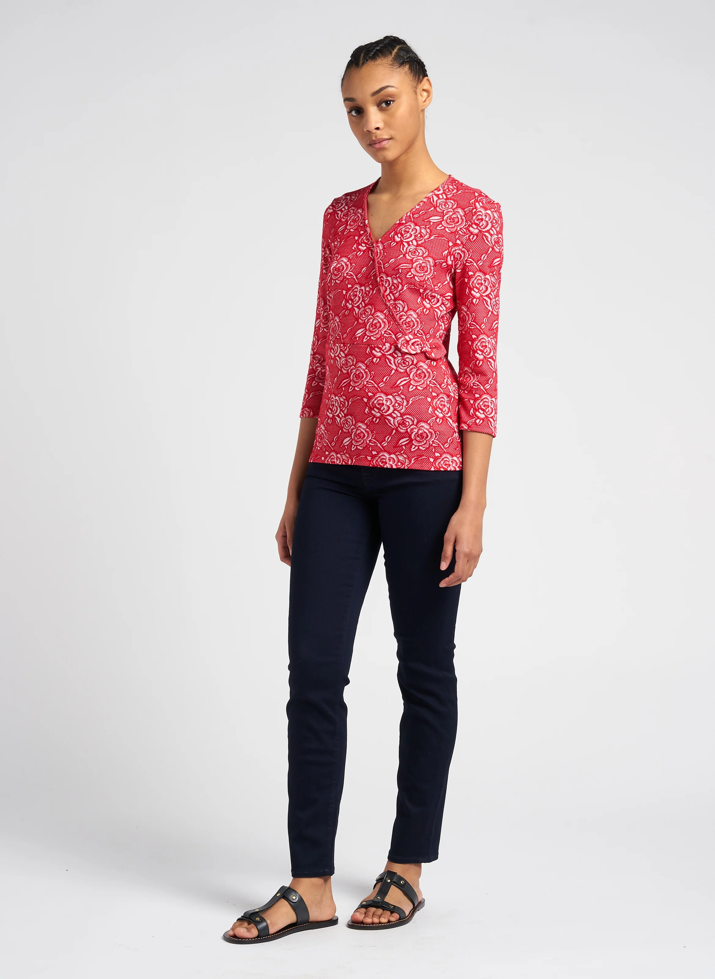 ROXANNE MAJESTY - Jean slim taille mi-haute en coton mélangé| Bleu