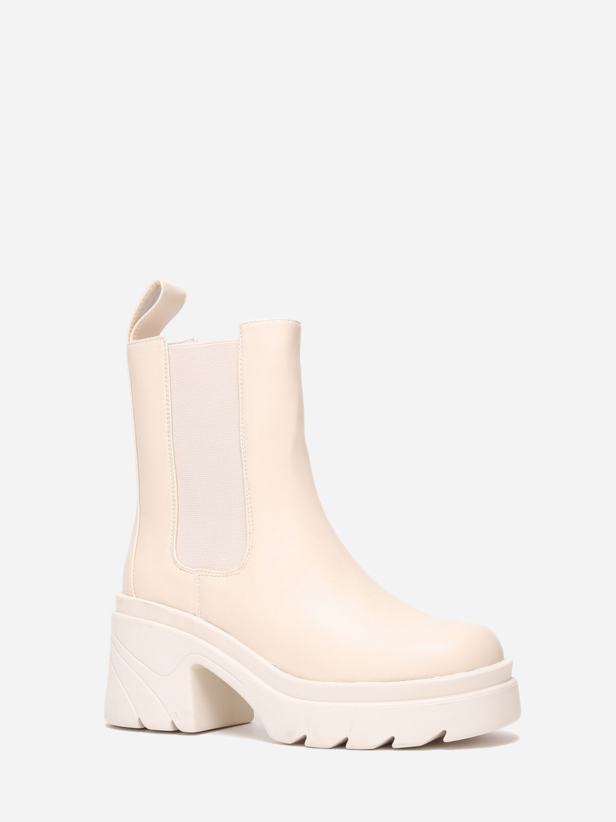 Chelsea à talon et plateforme crantés- Beige