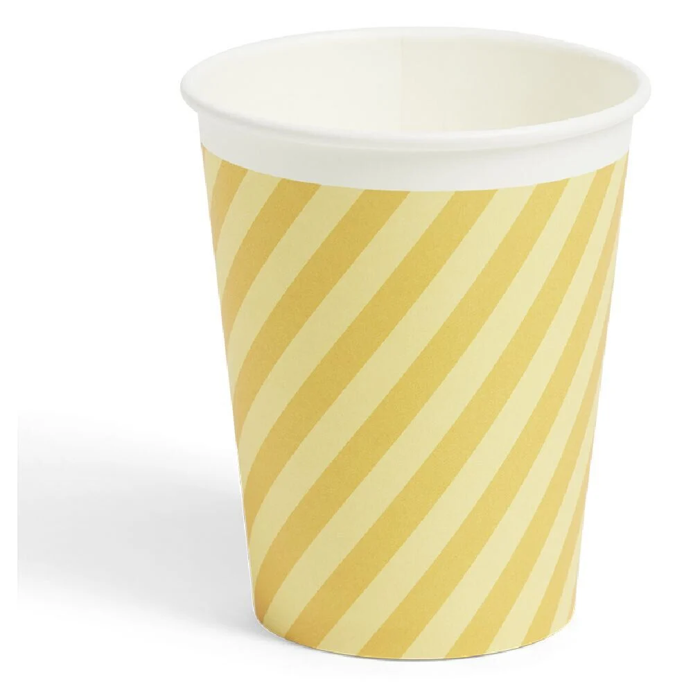 Lot de 8 gobelets rayé orange et jaune carton 24cl