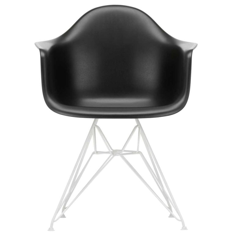Vitra Eames DAR stoel wit gepoedercoat onderstel, Deep Black