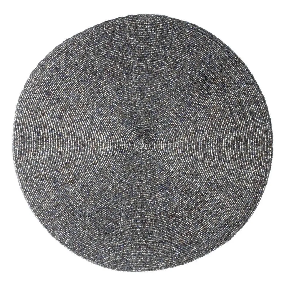 Secret de Gourmet Placemat - rond - kralen - grijs - 35 cm