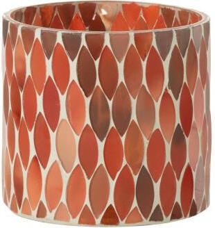 J-Line waxinelichthouder Mozaïek rood / bruin D 10 H 10 cm