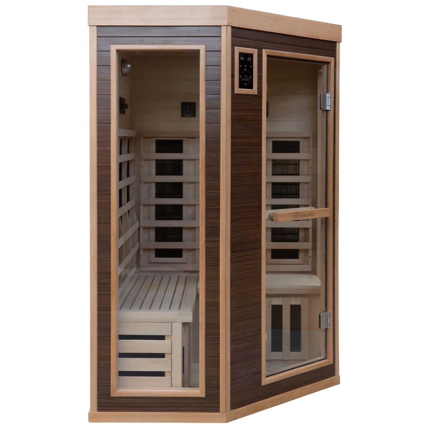 Dewello® Infrarotkabine Infrarotsauna MONTREAL 120cm x 120cm inkl. 6 Vollspektrumstrahler, 3 Karbonstrahler, 2 Personen