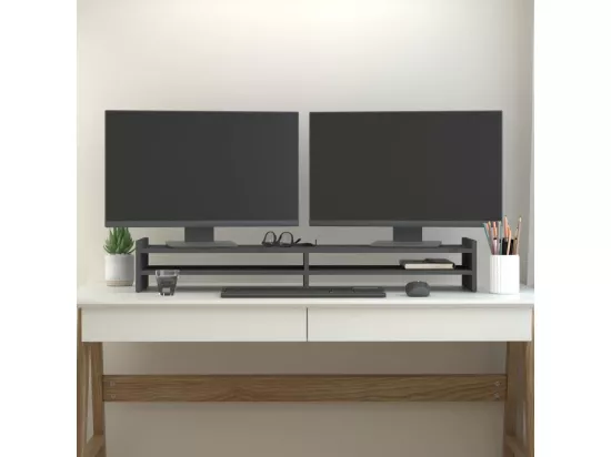 Support de moniteur Gris 100x27x15 cm Bois de pin solide