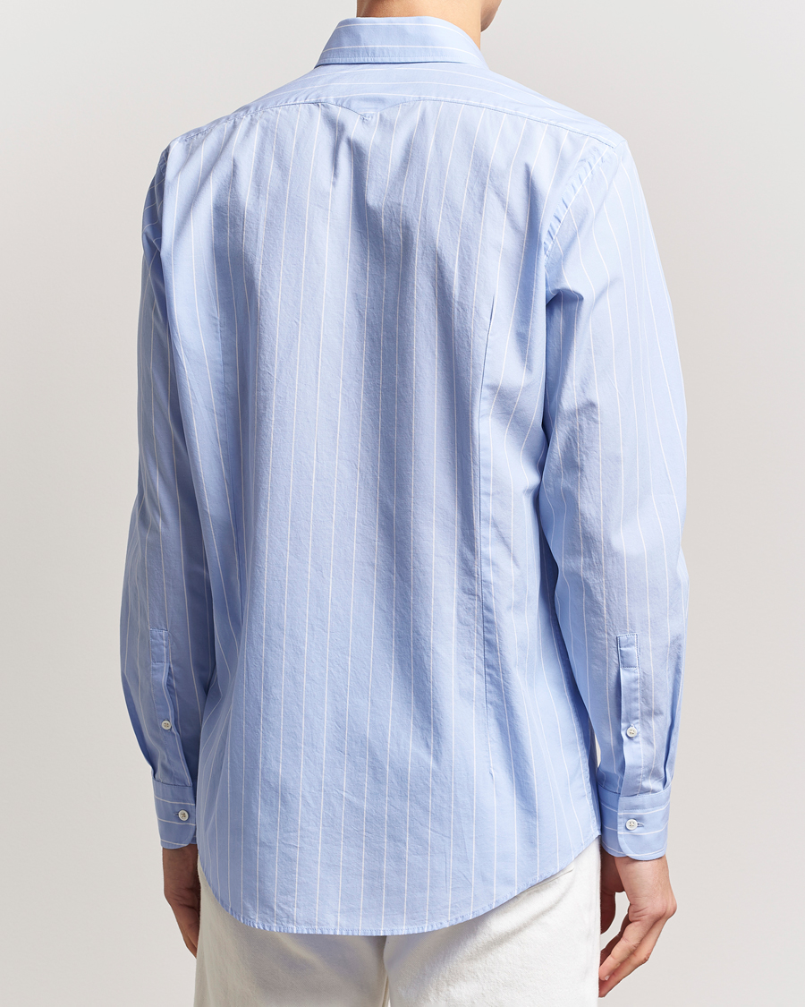 Massimo Alba Genova Striped Cotton Shirt Light Blue