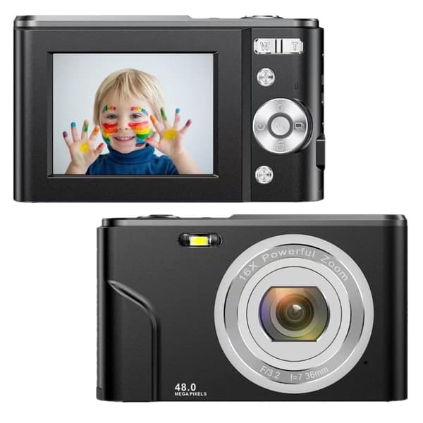 INF Digitalkamera 1080P, 48 megapiksler, 16x zoom Sort