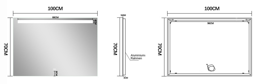Fontana Rovigo badmeubel 100cm zwart mat met witte wastafel met kraangat en spiegel met verlichting