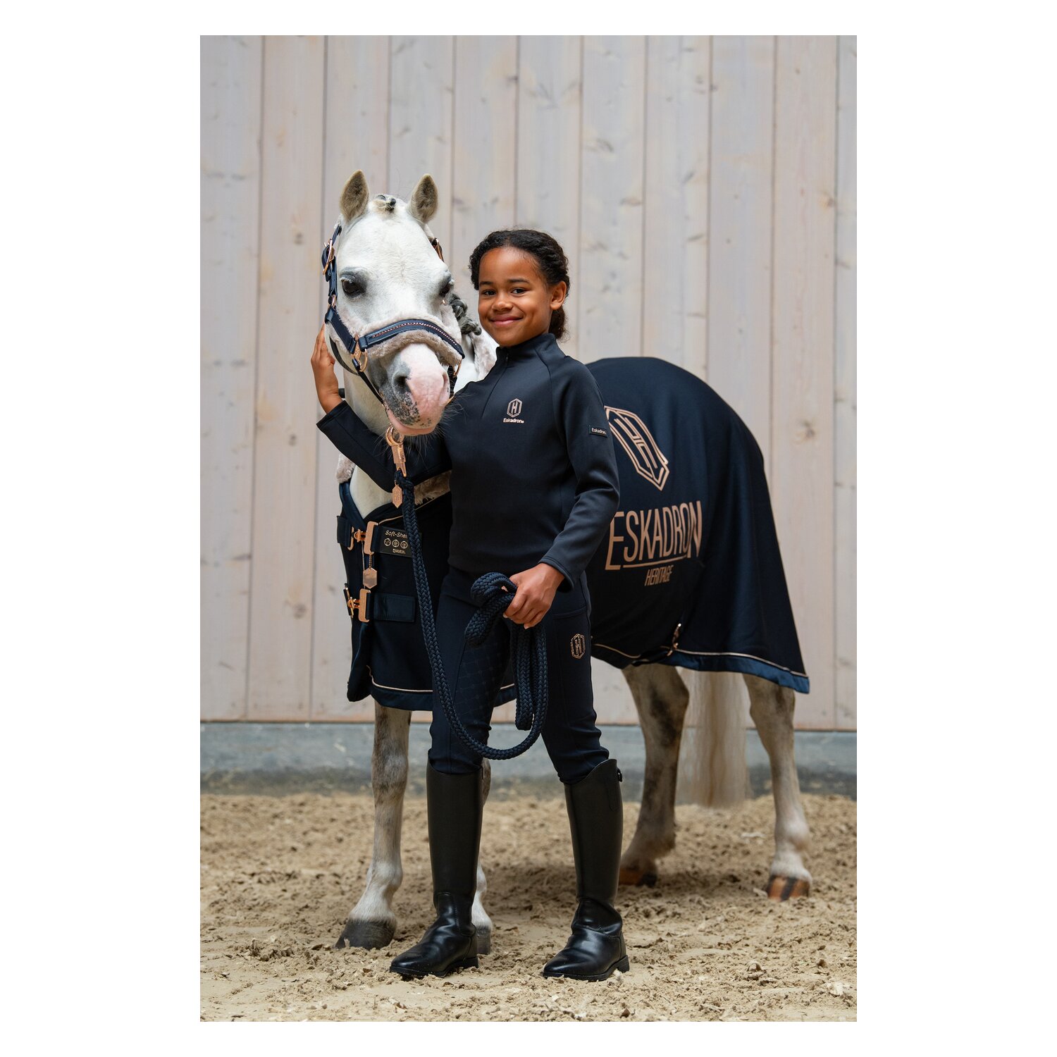 ESKADRON Heritage Halfter Glamslate FauxFur Double Pin  - navy