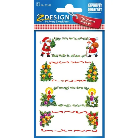 Avery Zweckform Z-Design 52362 Weihnachtssticker, Geschenketikett, 3 Bogen/12 Sticker