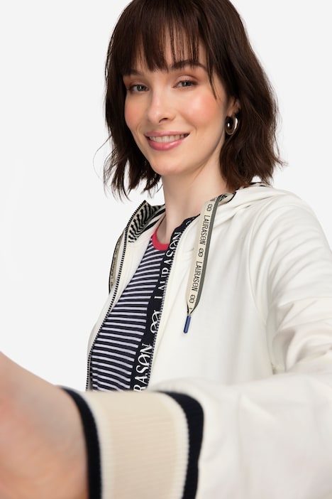 Sweatjacke, Kapuze, Zipper mit Statement Band