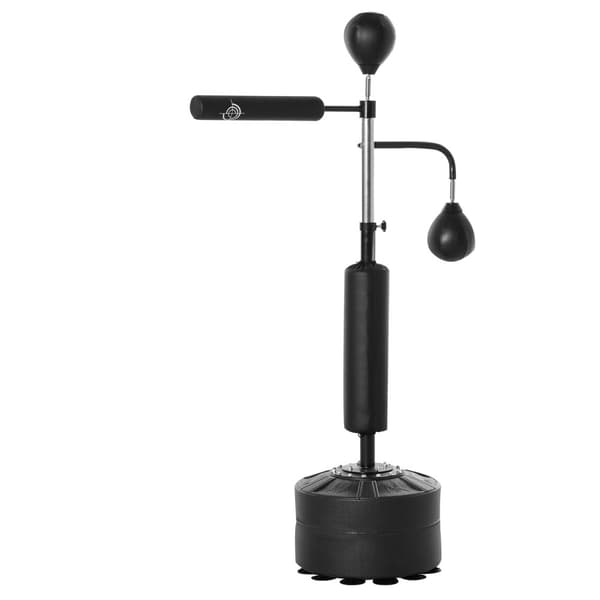 Boksestativ Stående Boksetrener Med 2 Hastighetsballer Refleksstang Og Sugekoppbase 160-230 Cm Høydejusterbar Svart