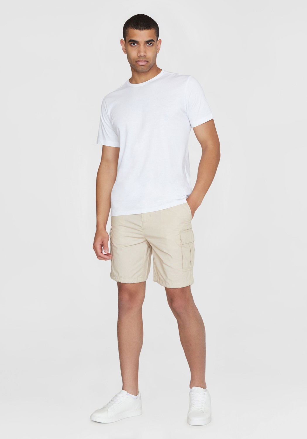 Knowledge Cotton Apparel Cargoshorts Fig Loose Cargo Poplin Shorts Light Feather Gray