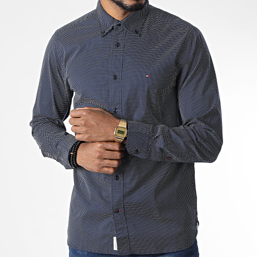 Chemise Manches Longues Core Flex Mini Geo Print 5036 Bleu Marine