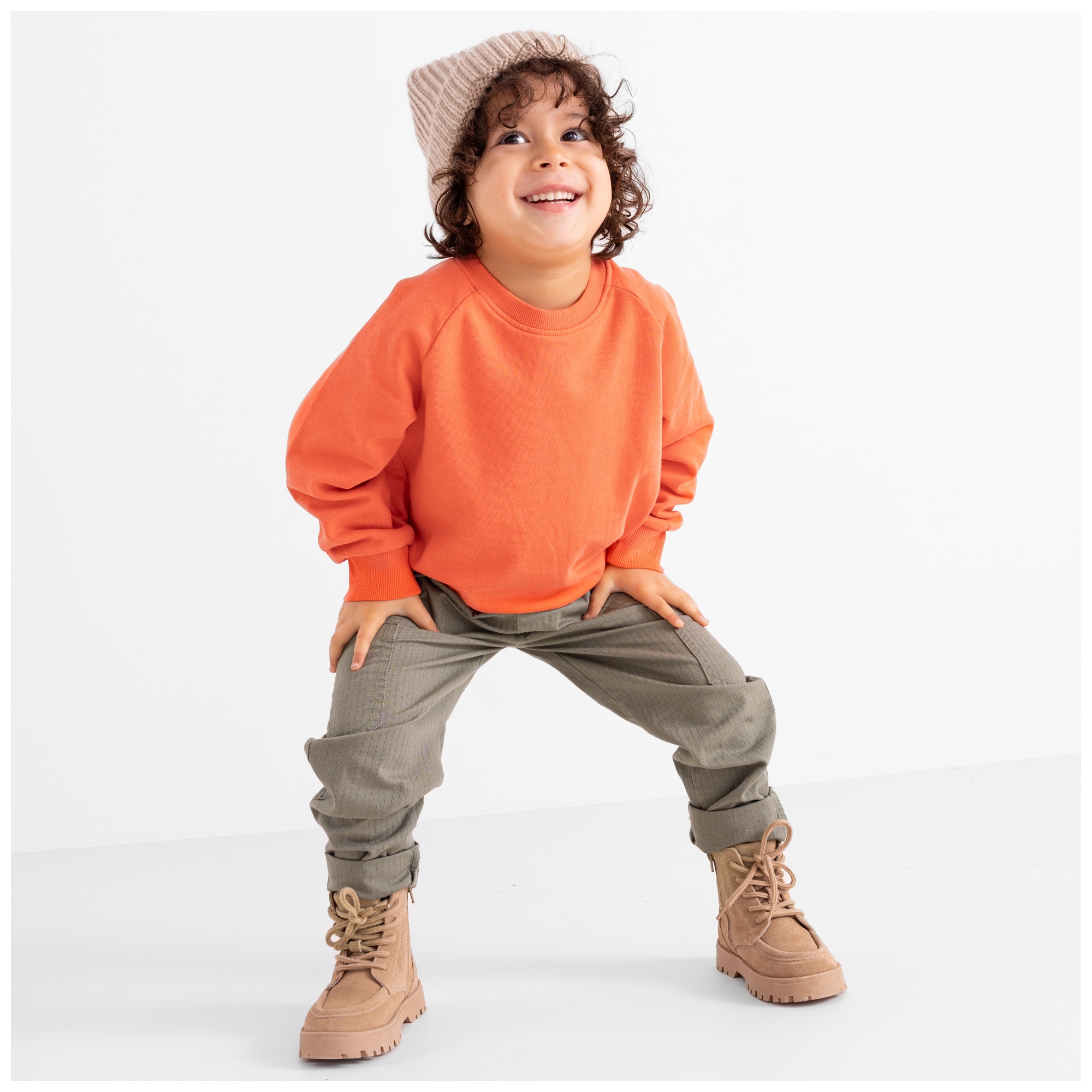 Prénatal peuter sweater lange mouwen effen oranje