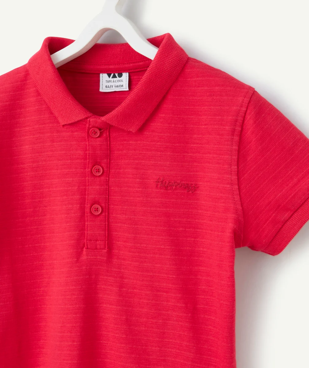 polo manches courtes garçon en coton rouge
