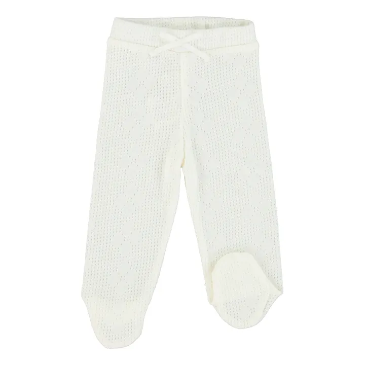 Bebe Organic Legging Maille Fine Bloom Ajouré | Blanc